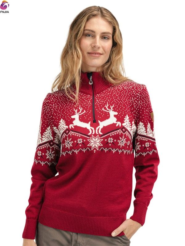 Red Reindeer Forest Christmas sweater