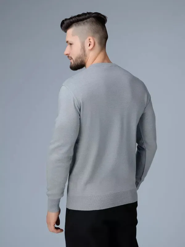 Men's V-neck grey cashmere wool blend sweater