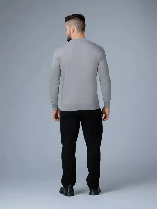 Men's V-neck grey cashmere wool blend sweater