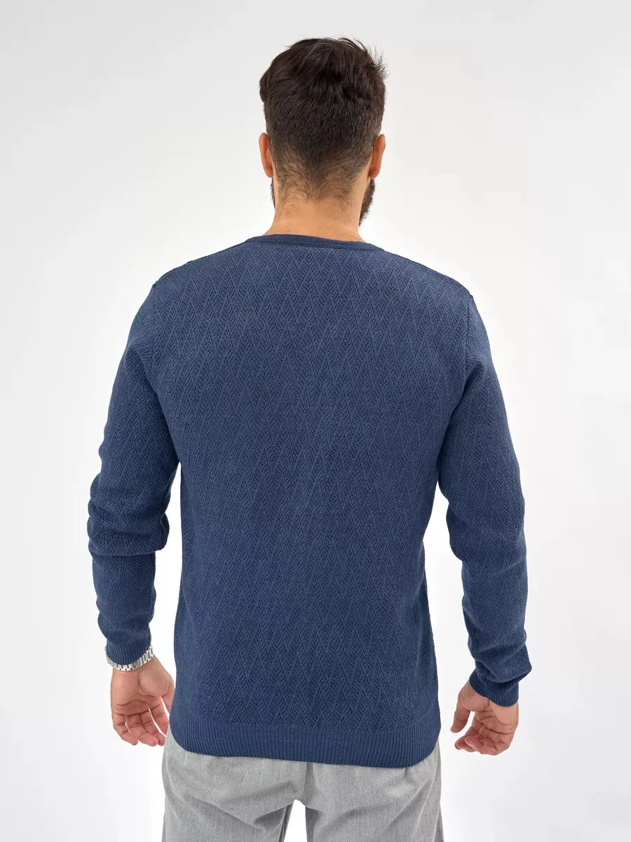 Solid blue V-neck sweater