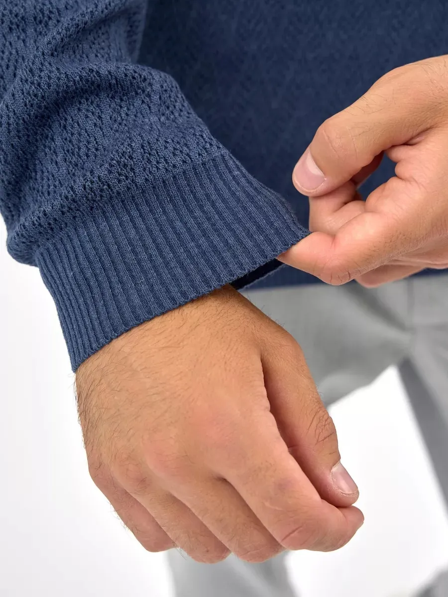 Solid blue V-neck sweater