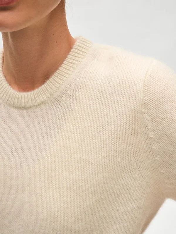 Almond Milk Summer Crew Neck Sweater For Women