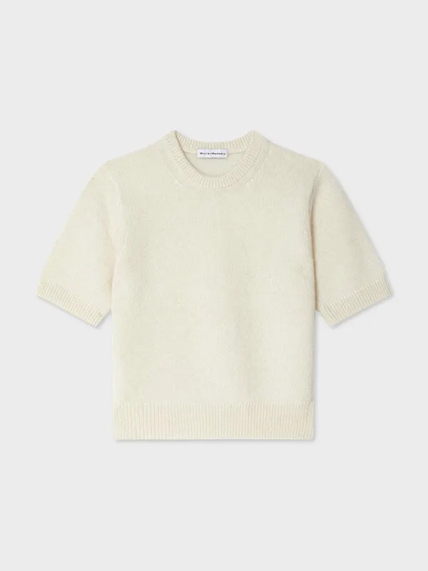 Almond Milk Summer Crew Neck Sweater For Women