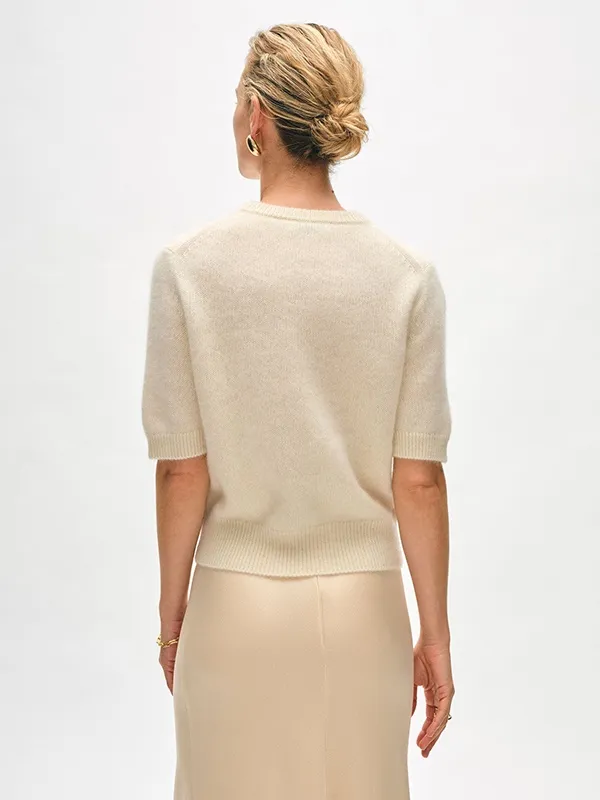 Almond Milk Summer Crew Neck Sweater For Women