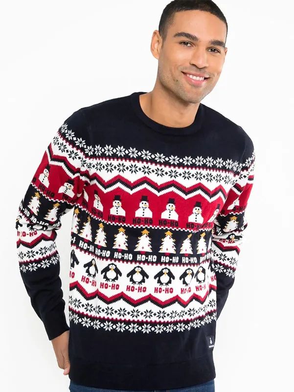 Men's Jacquard Penguin Christmas Sweater