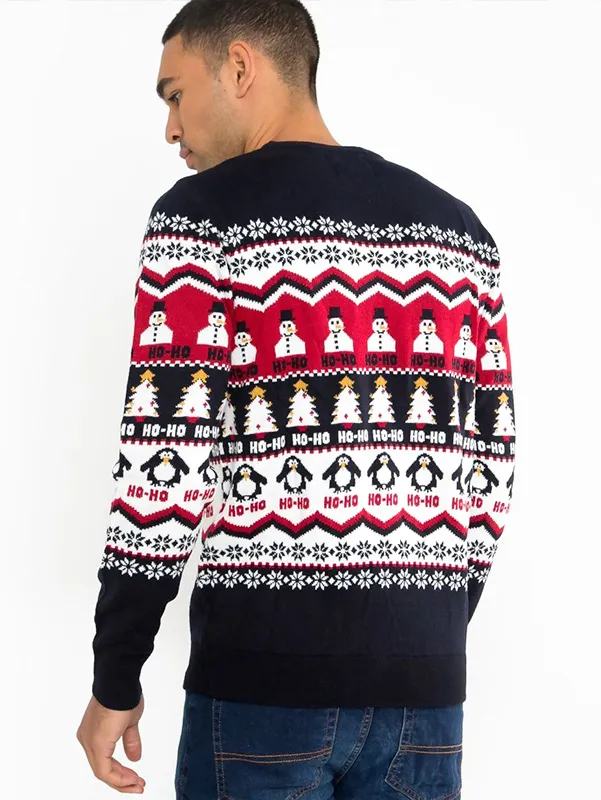 Men's Jacquard Penguin Christmas Sweater