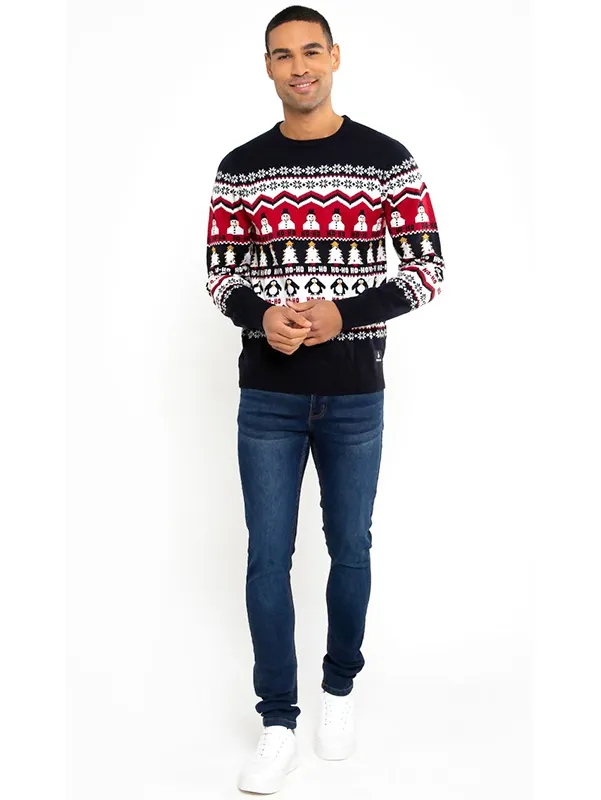 Men's Jacquard Penguin Christmas Sweater