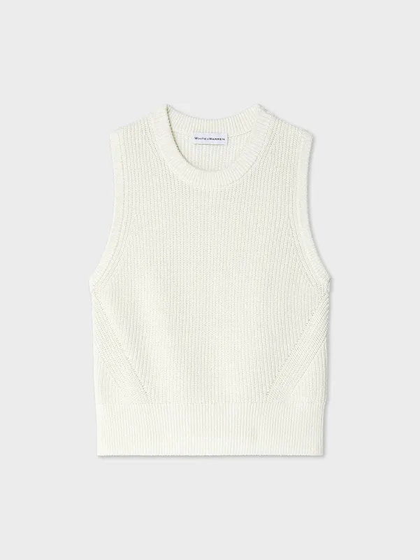 Women’s Ribbed Ivory Knitted Vest