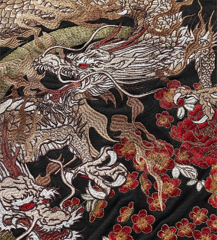 Oriental dragon embroidered hoodie