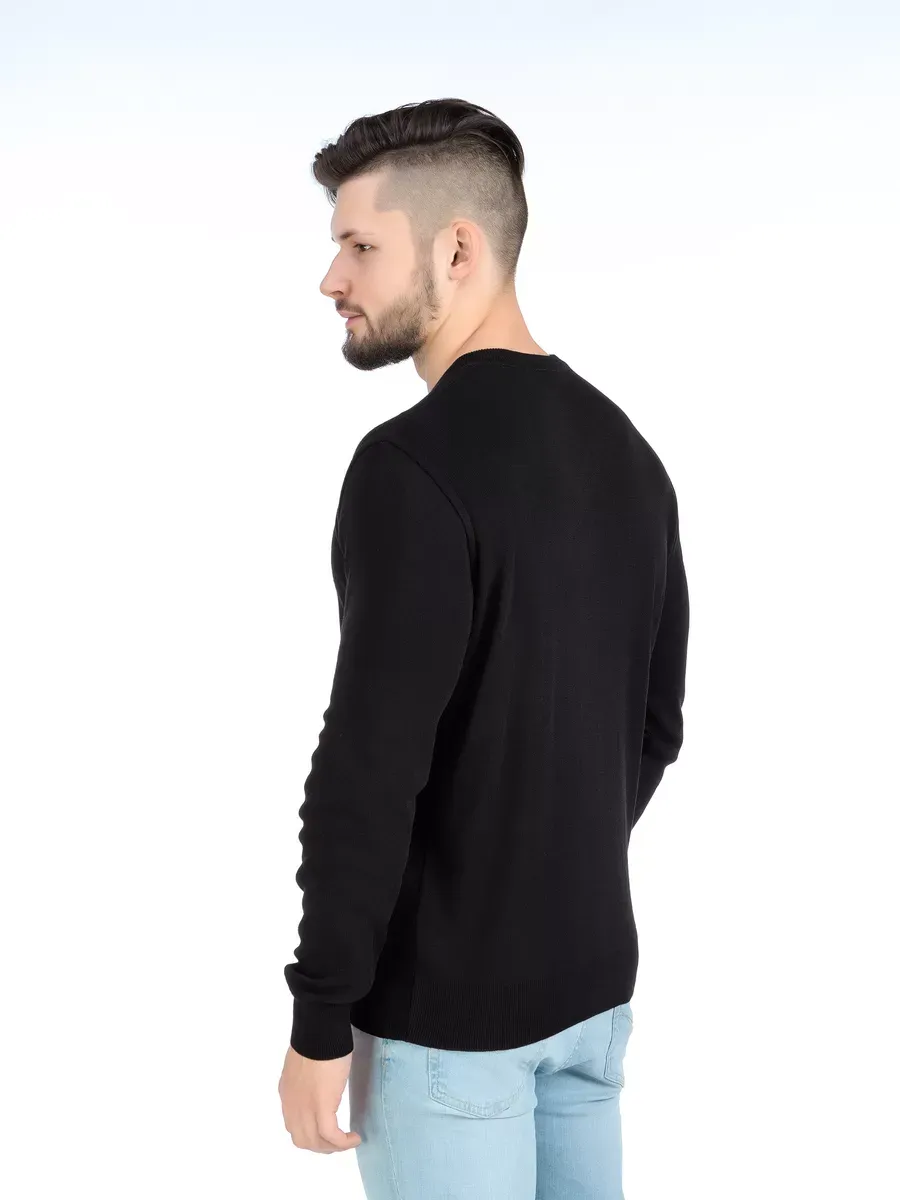 Solid black V-neck sweater