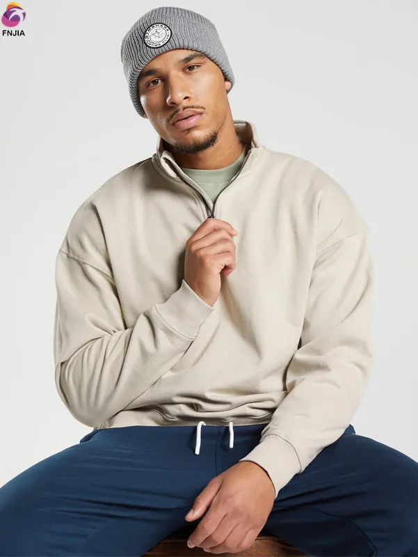 Beige half zipper sweatshirt