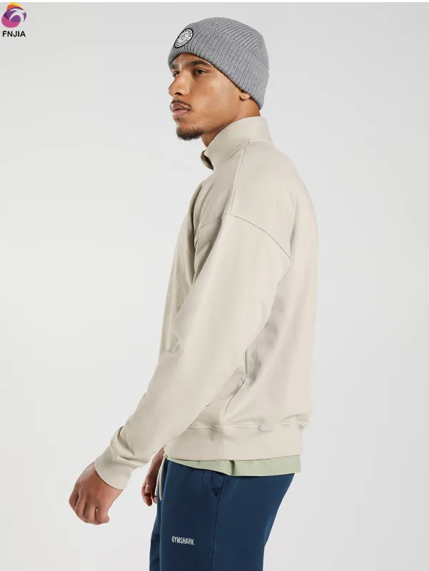 Beige half zipper sweatshirt