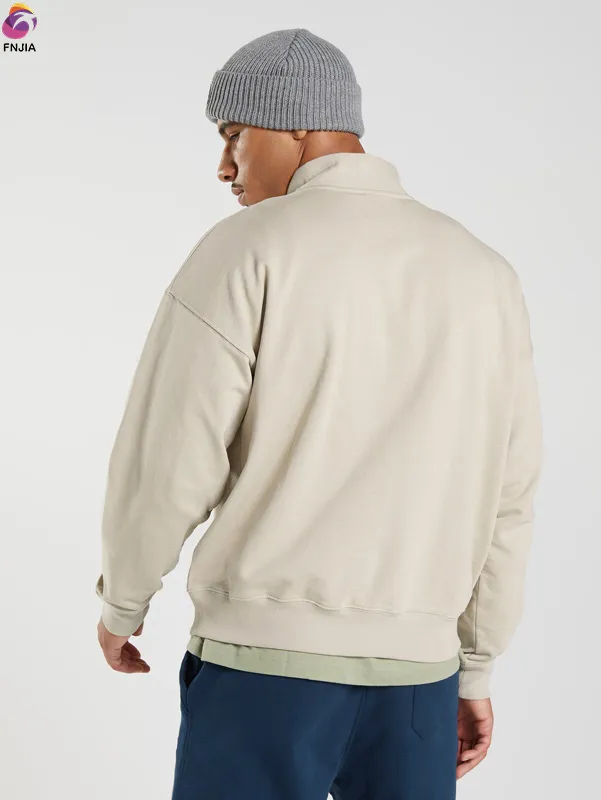 Beige half zipper sweatshirt