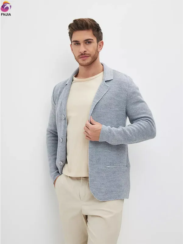 Grey lapel knit cardigan