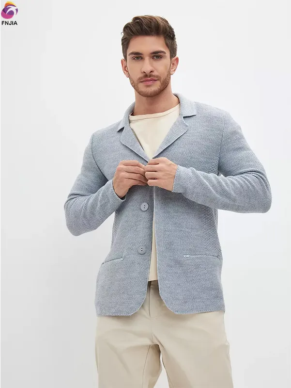 Grey lapel knit cardigan