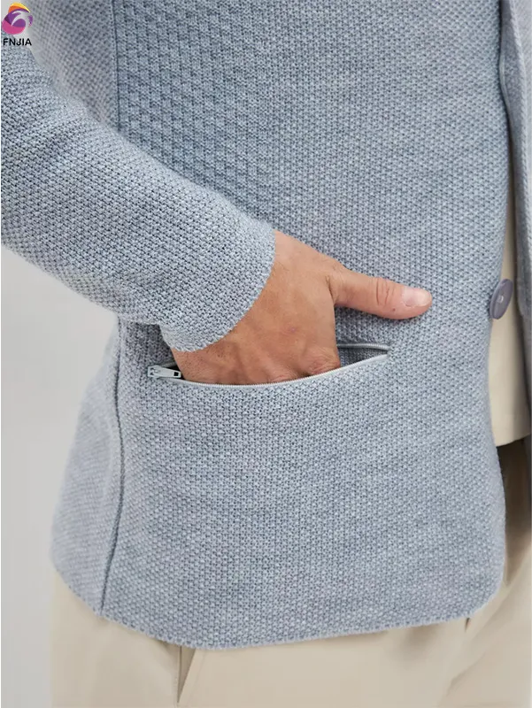 Grey lapel knit cardigan