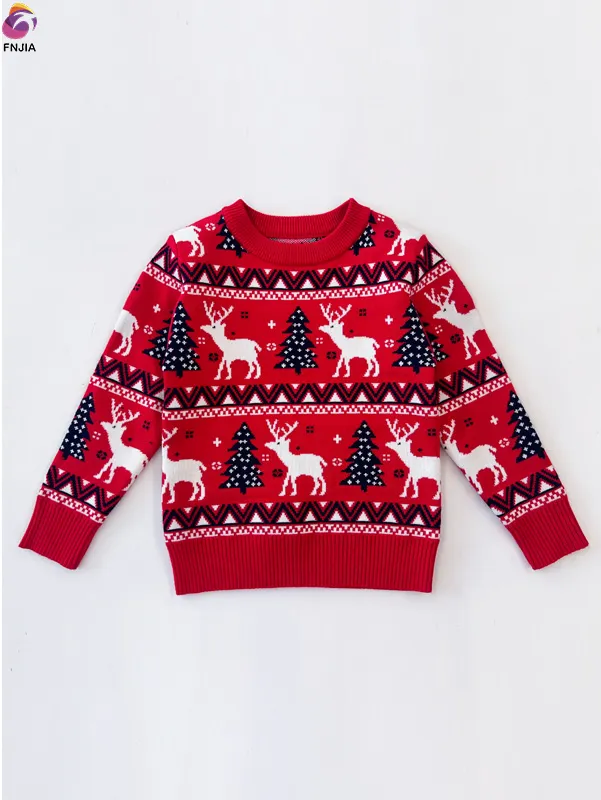 Red Christmas tree sweater for kids