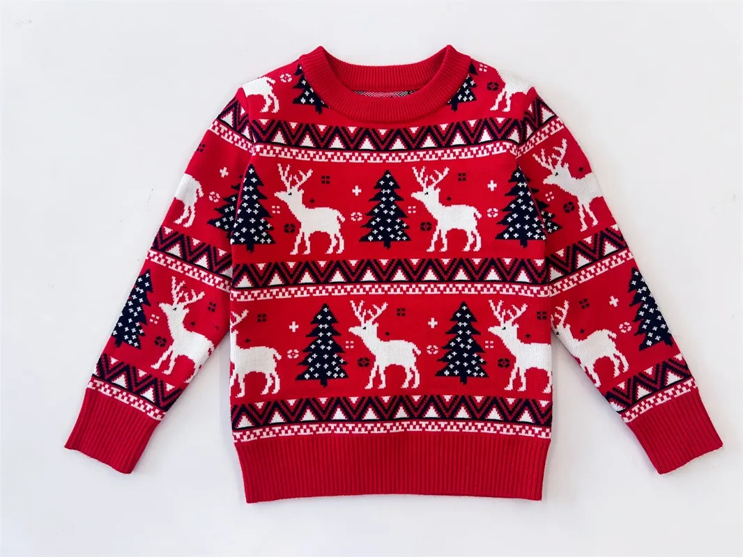 Red Christmas tree sweater for kids