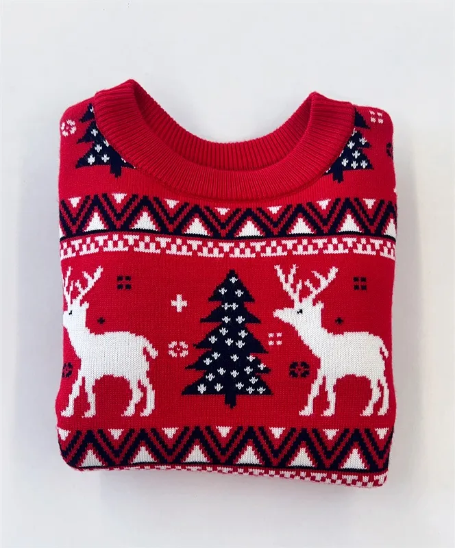 Red Christmas tree sweater for kids