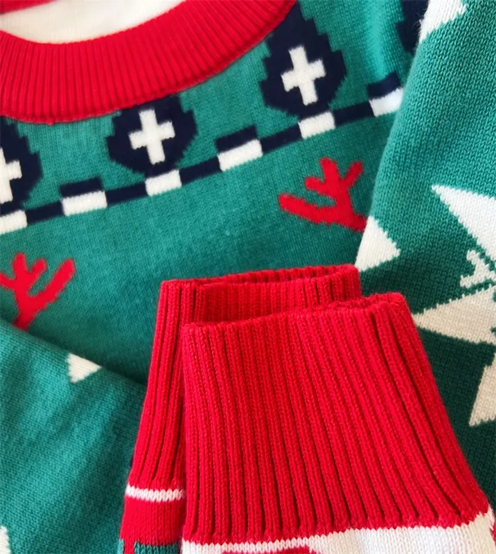 Green reindeer Christmas children's sweater