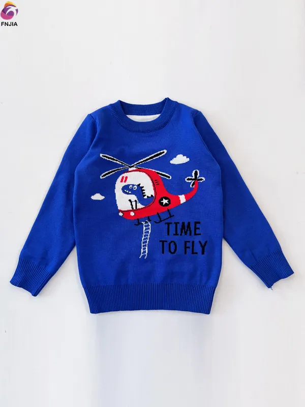 Blue helicopter kids sweater