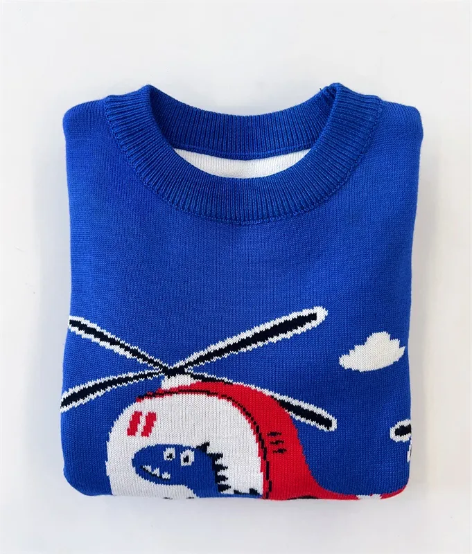 Blue helicopter kids sweater