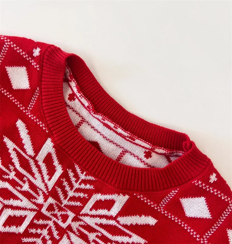 Red jacquard Christmas sweater for kids