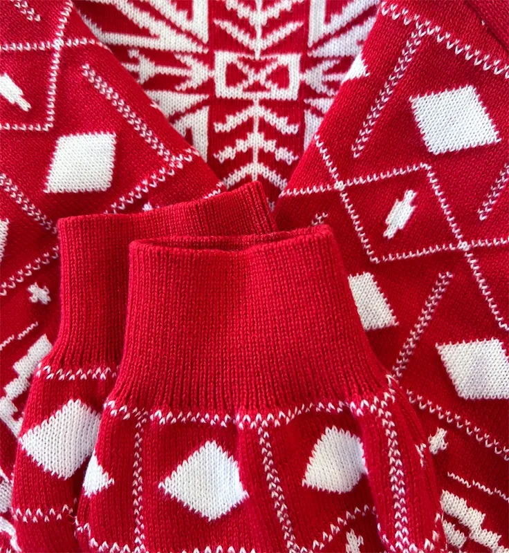 Red jacquard Christmas sweater for kids