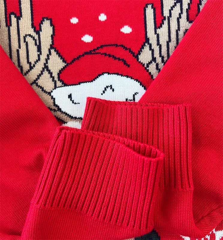 Red deer head Christmas sweater for kids