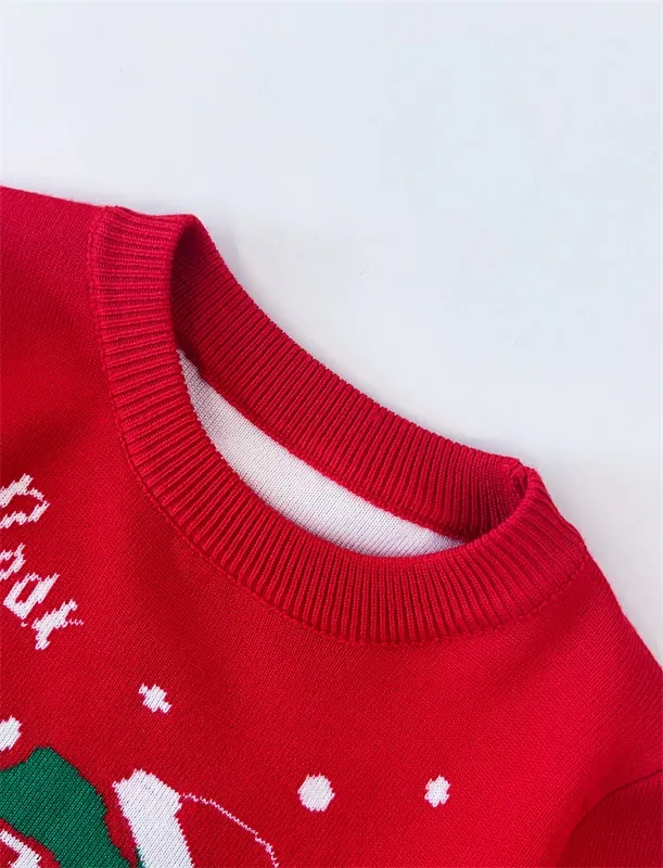 Red Christmas dinosaur kid's sweater