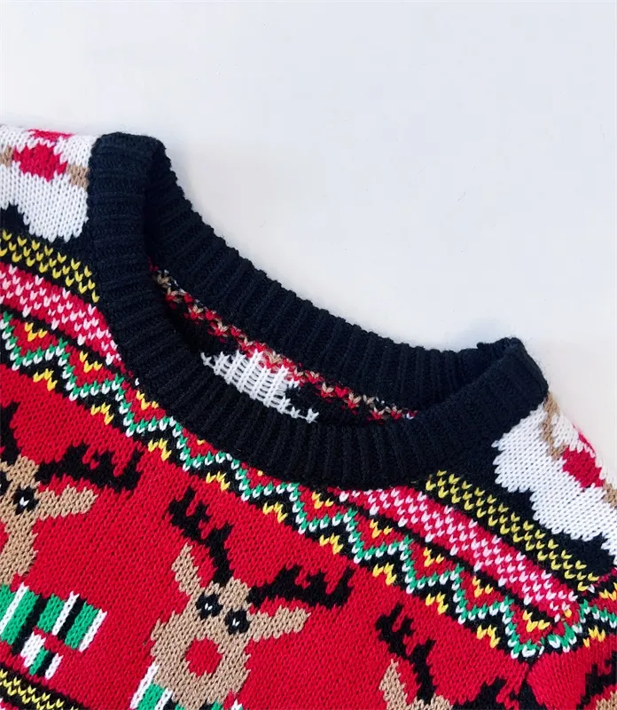 Black and red Christmas children's sweater