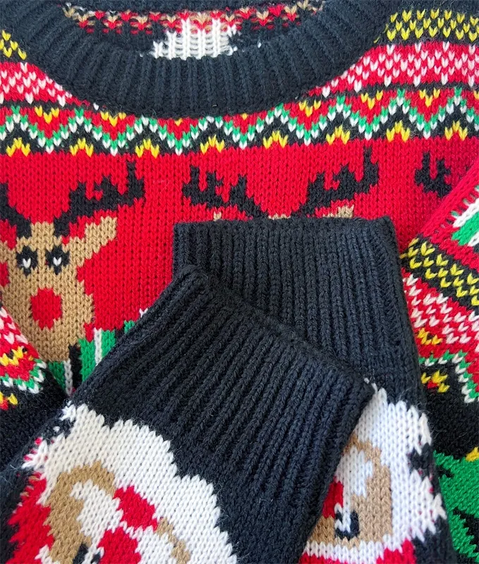 Black and red Christmas children's sweater