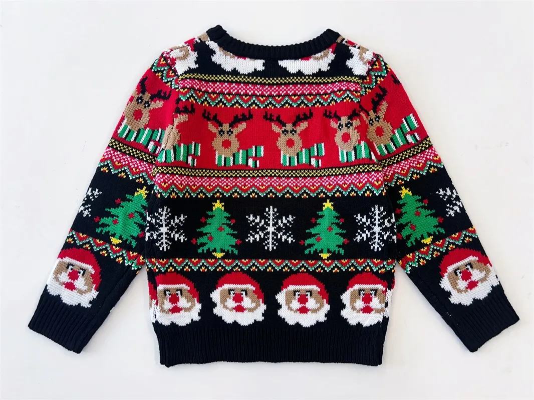 Black and red Christmas children's sweater