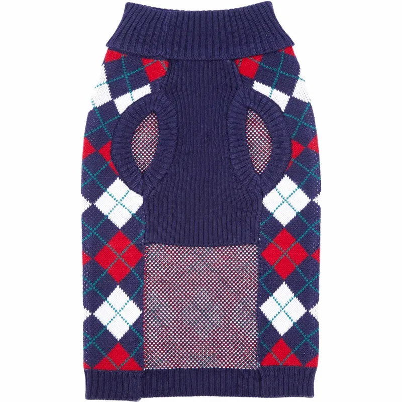 Blue plaid pets sweater