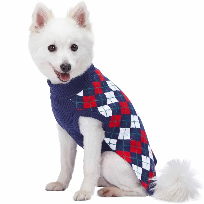 Blue plaid pets sweater