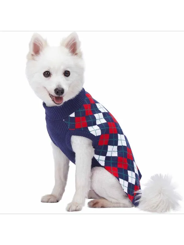 Blue plaid pets sweater