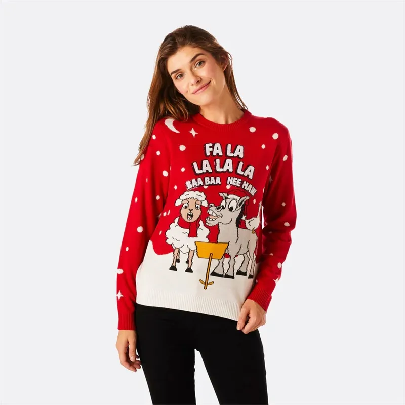 Women's sheep and donkey Christmas sweater