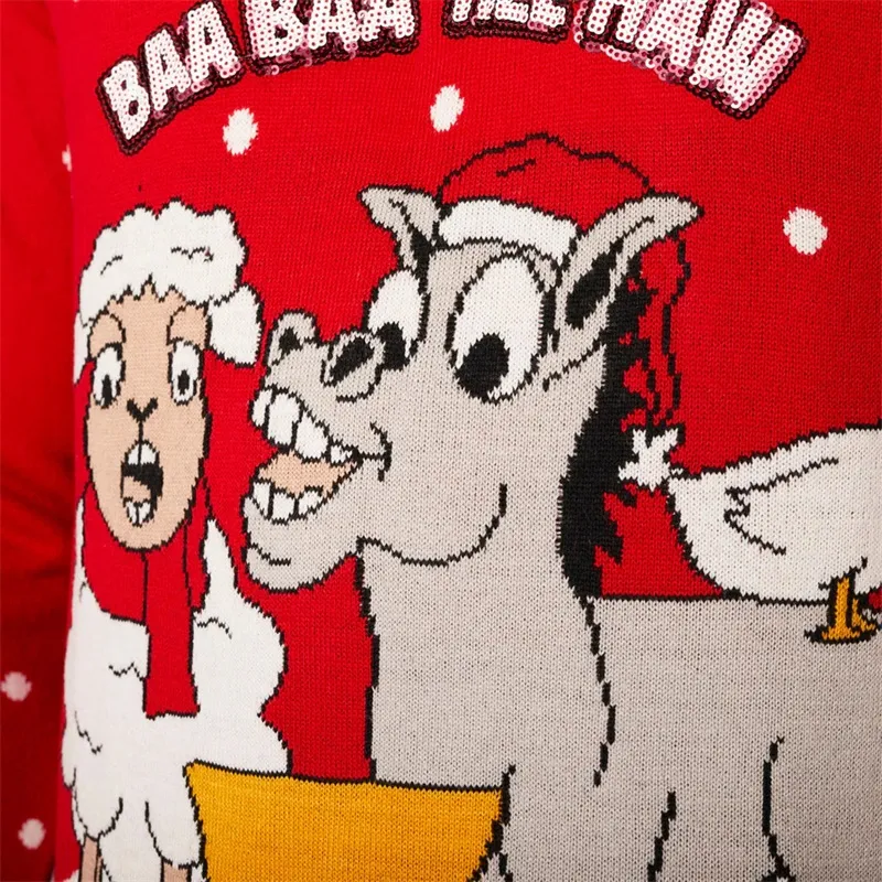 Women's sheep and donkey Christmas sweater