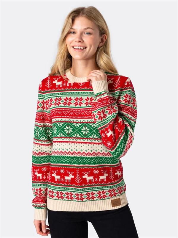 Jacquard knitted Christmas sweater for women