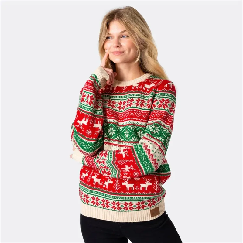 Jacquard knitted Christmas sweater for women