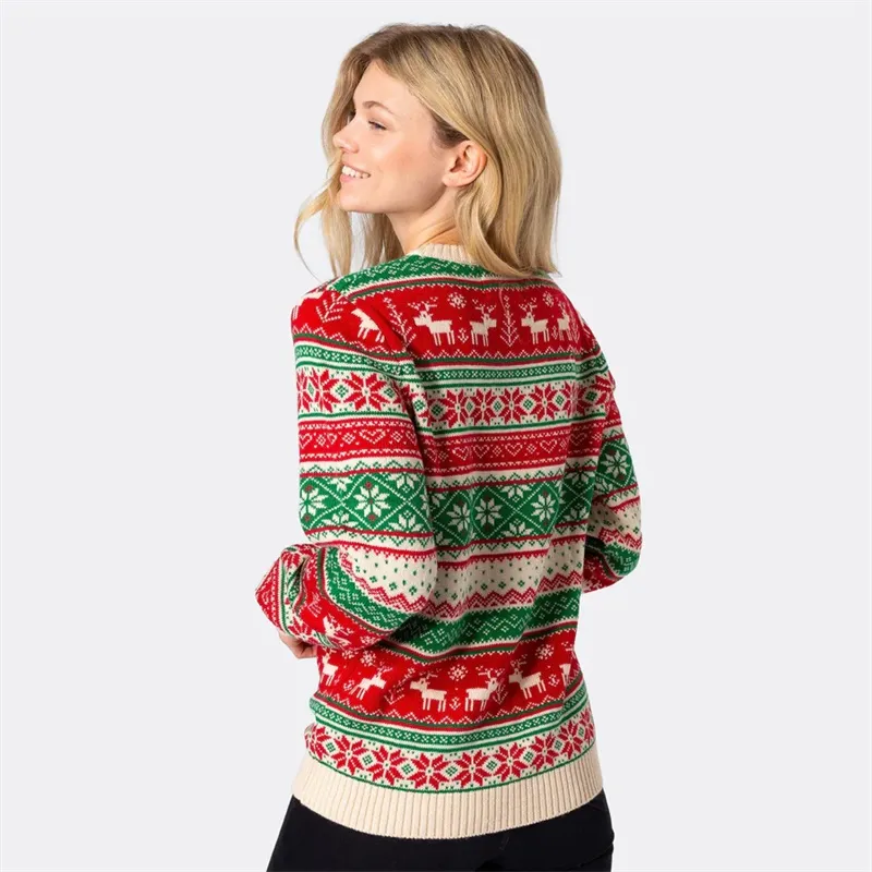 Jacquard knitted Christmas sweater for women