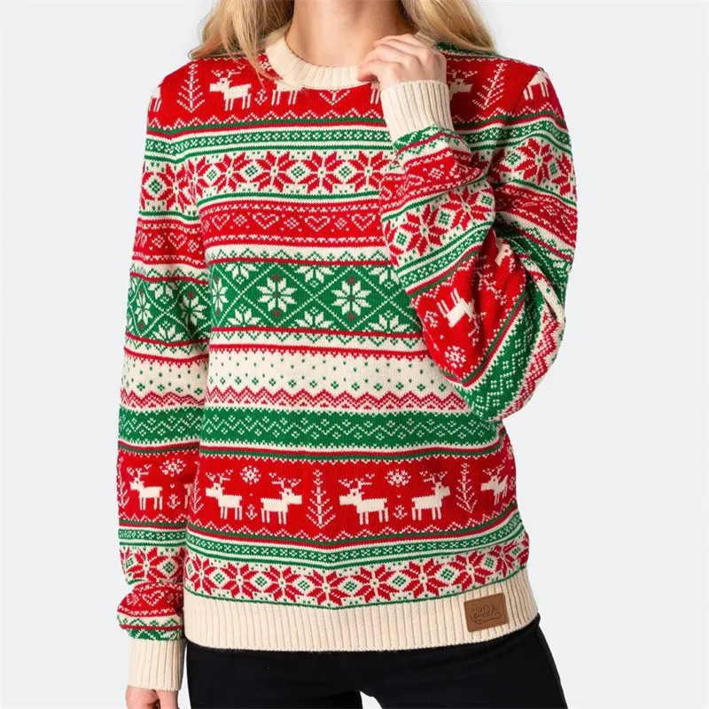 Jacquard knitted Christmas sweater for women