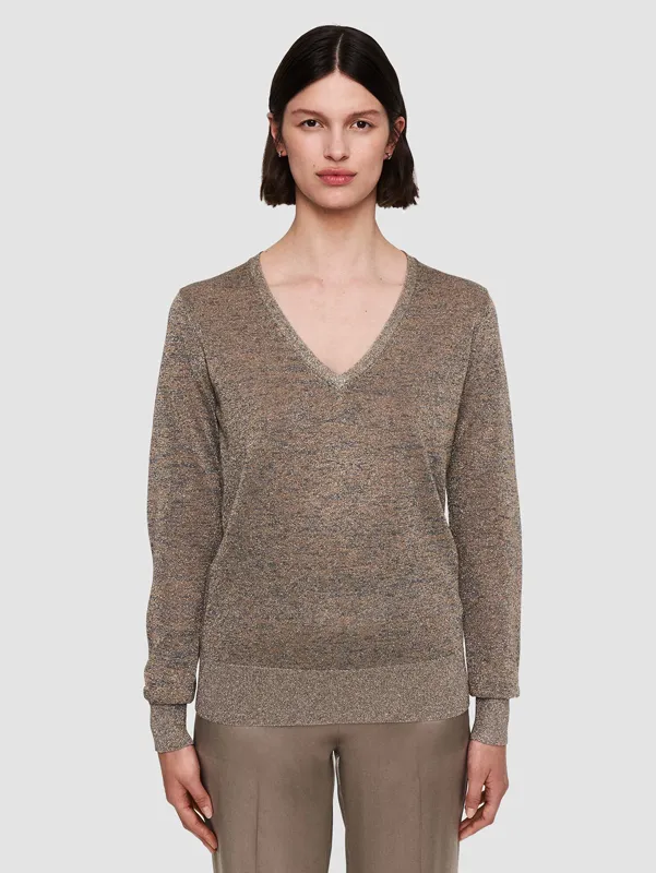 Women'S V Neck Solid Color Cashmere Knitting Pullover Sweater