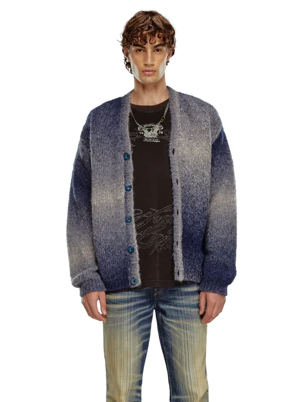 Men'S Fashion acquard Knitted Color Blocking Buttons Cardigan Sweater