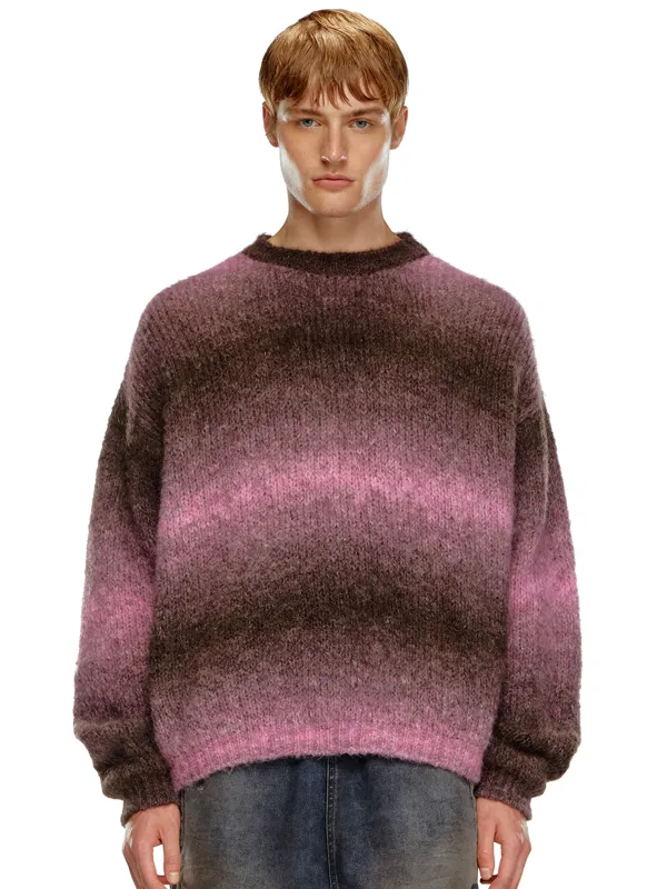 Men'S Round Neck Gradient Color Winter Warm Thick Sweater