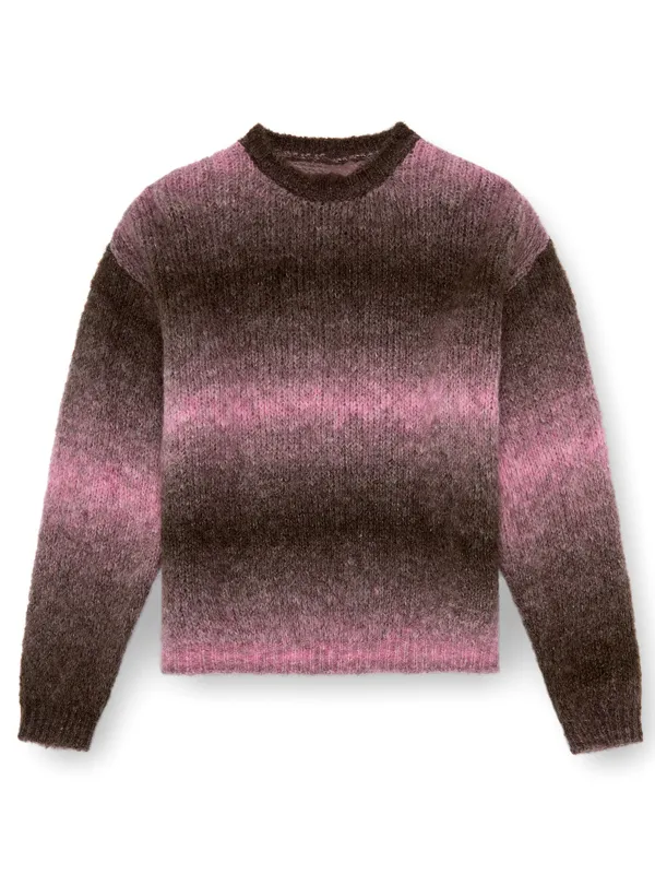 Men'S Round Neck Gradient Color Winter Warm Thick Sweater