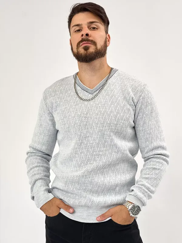 Men's V Neck Wool And Cashmere Blend Pullover Sweater