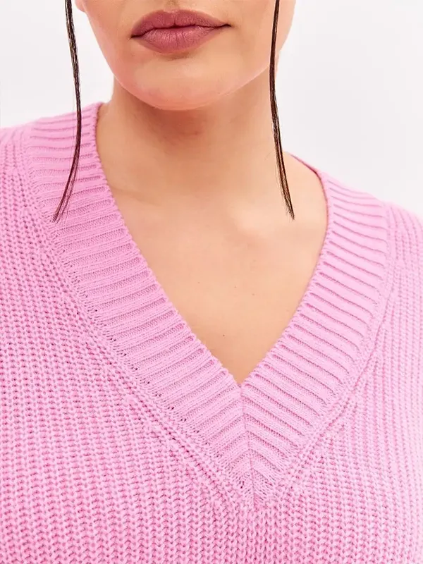 Women V Neck Fashion Warm Sweater