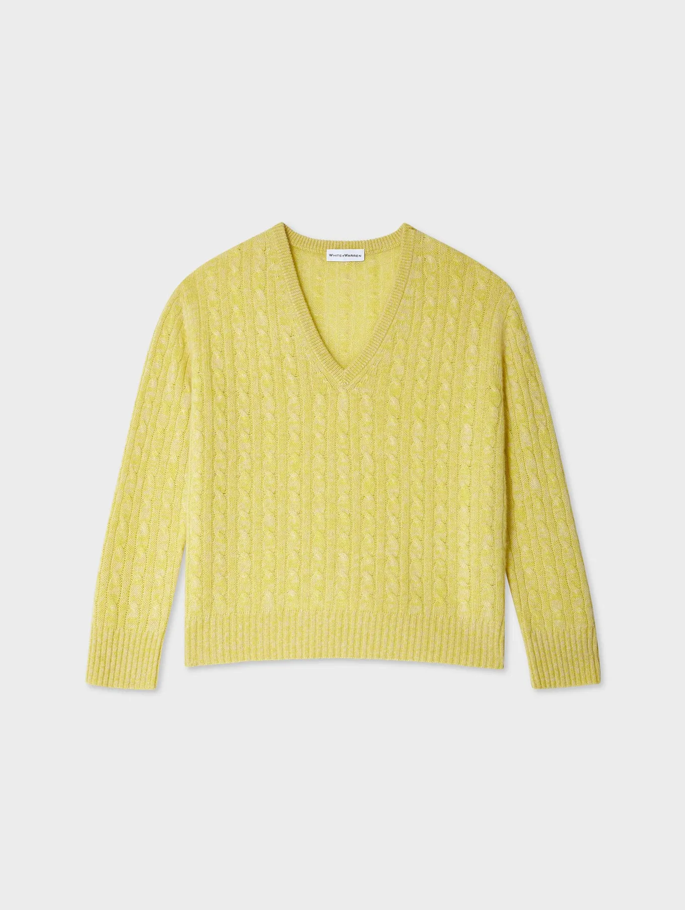 Lemon yellow V-neck knit pullover sweater