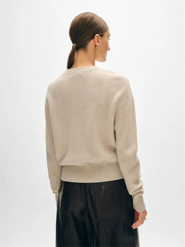 Button-embellished knitted pullover sweater